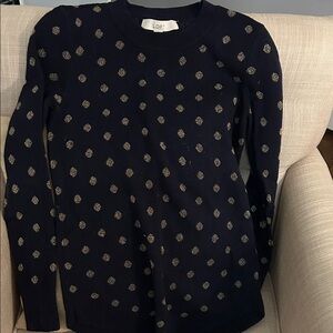LOFT Navy Sweater with Gold Details